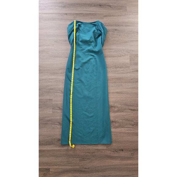 Oscar de la Renta Women's Teal High Neck Cowl Back Formal Gown Size 8 - Picture 11 of 11